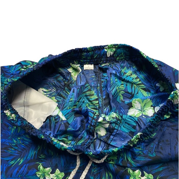 NEW Men’s Floral Quick Drying Casual Beach Swim Trunks (Blue Green Floral Print) - Picture 9 of 11